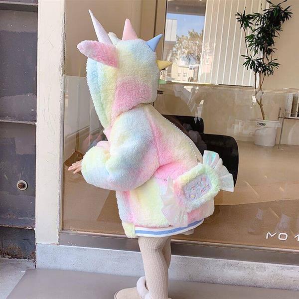 کاپشن پشمی با کیف دوشی یونیکورنی رنگ صورتی و ابی کد 21386