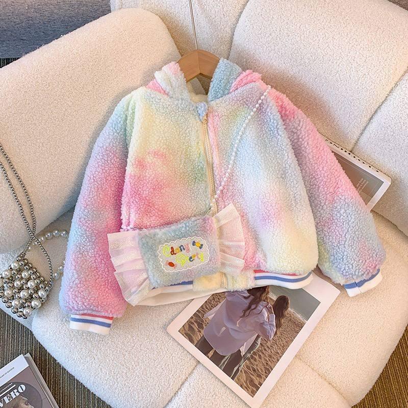 کاپشن پشمی با کیف دوشی یونیکورنی رنگ صورتی و ابی کد 21386