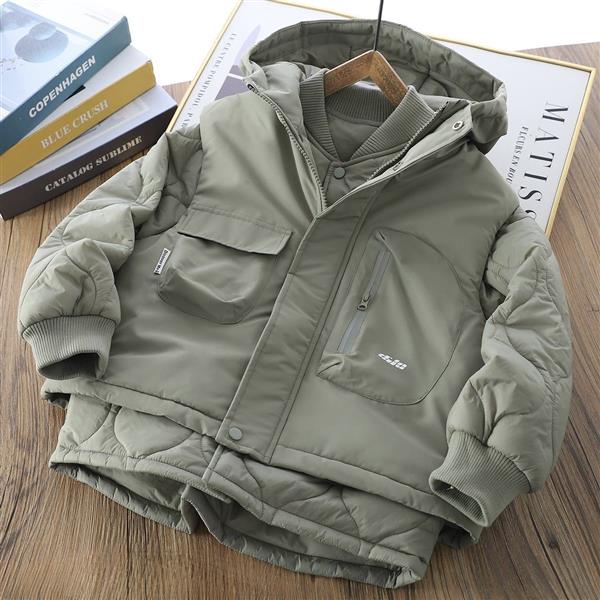 ست کاپشن و پافر کلاهدار طرح Disover Mei رنگ سبز کد 21438