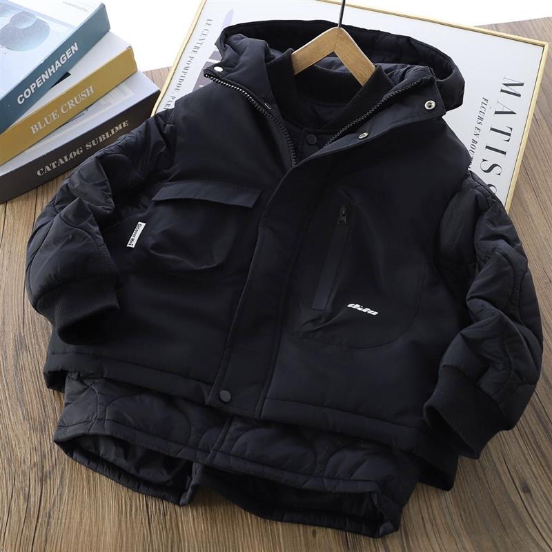 ست کاپشن و پافر کلاهدار طرح Disover Mei رنگ مشکی کد 21439