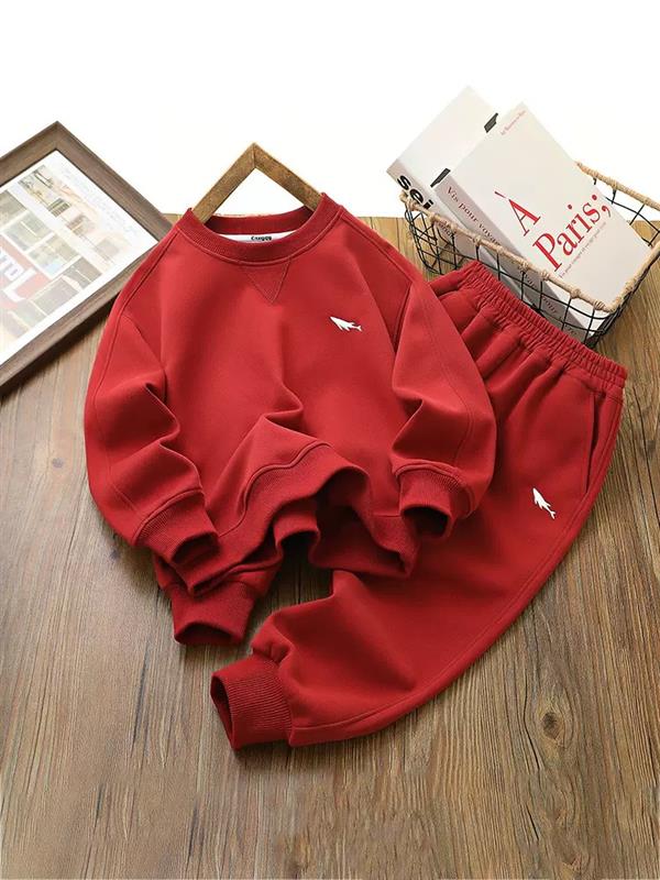 ست دورس و شلوار فشن ضخیم طرح SHARK رنگ زرشکی کد 21473