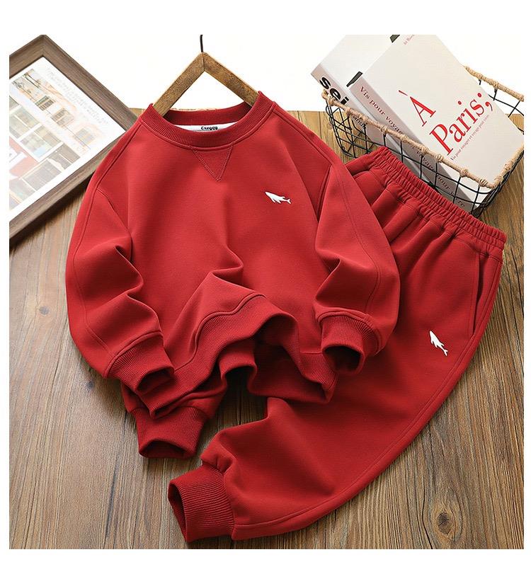 ست دورس و شلوار فشن ضخیم طرح SHARK رنگ زرشکی کد 21473