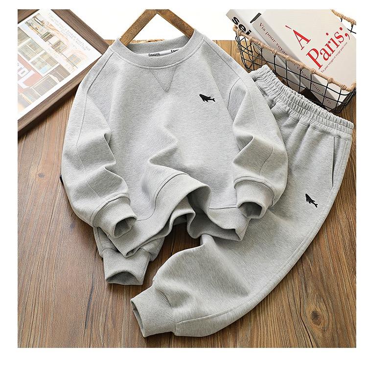 ست دورس و شلوار فشن ضخیم طرح SHARK رنگ طوسی کد 21474