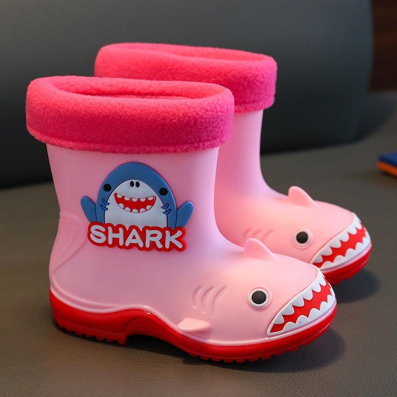رین بوت جورابدار طرح SHARK رنگ صورتی کد 21489