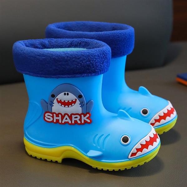 رین بوت جورابدار طرح SHARK رنگ ابی کمرنگ کد 21490