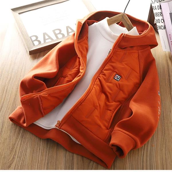 سویشرت کلاهدار داخل کرکی استین پنبه ای ضخیم Imported Unit رنگ اجری کد 21507