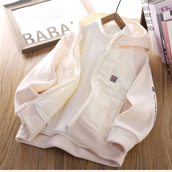 سویشرت کلاهدار داخل کرکی استین پنبه ای ضخیم Imported Unit رنگ شیری  کد 21508