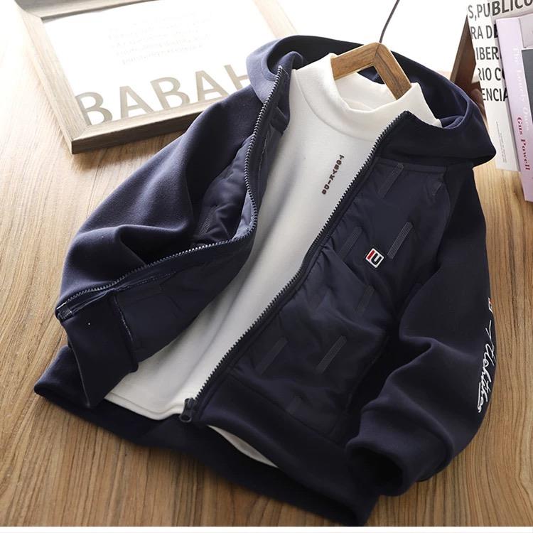 سویشرت کلاهدار داخل کرکی استین پنبه ای ضخیم Imported Unit رنگ سورمه ای کد 21509