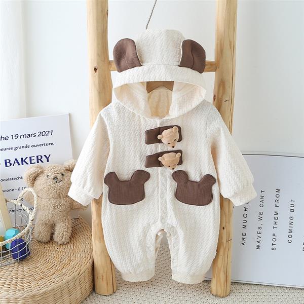 سرهمی کلاهدار خرسی عروسک برجسته رنگ کرم و قهوه ای کد 21511