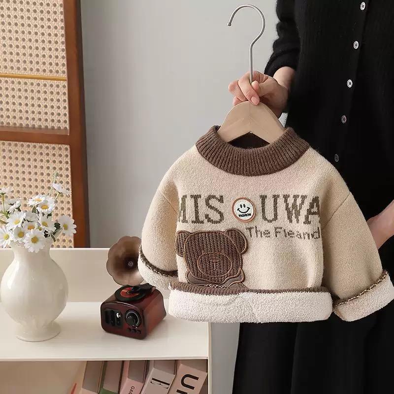 بافت داخل پشمی ضخیم طرح big bear رنگ کرم کد 21513