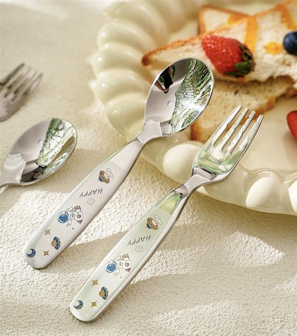 قاشق و چنگال استیل طرحدار کد 21517