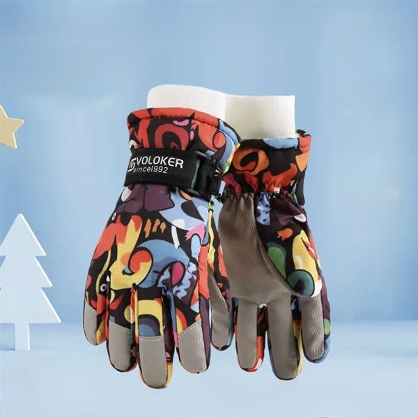 دستکش ضداب داخل خز طرح Colored English letters رنگ مشکی کد 21518