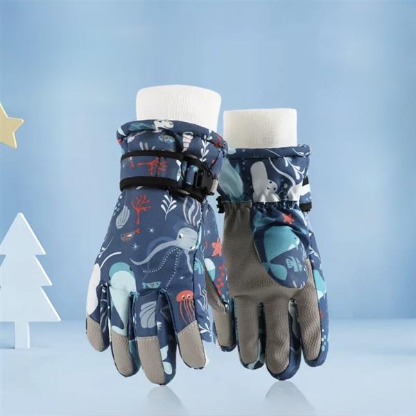 دستکش ضداب داخل خز طرح Mermaid and dolphin رنگ سورمه ای کد 21520