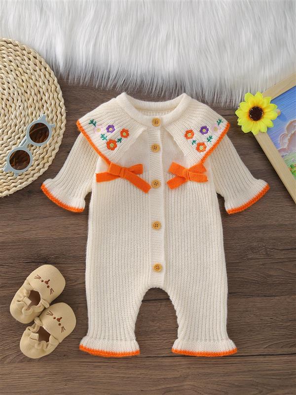 سرهمی نوزادی بافت شیری با پاپیون نارنجی برجسته کد 21530