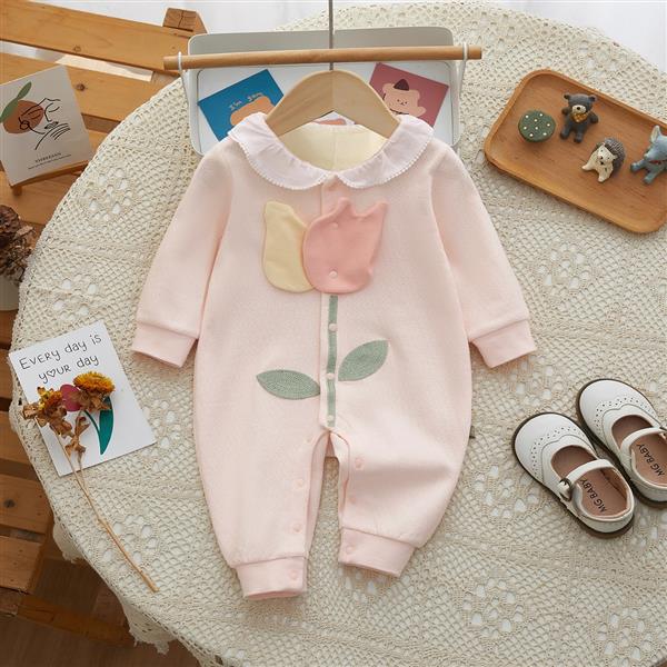 سرهمی عروسکی طرح گل لاله برجسته رنگ صورتی کمرنگ کد 21541