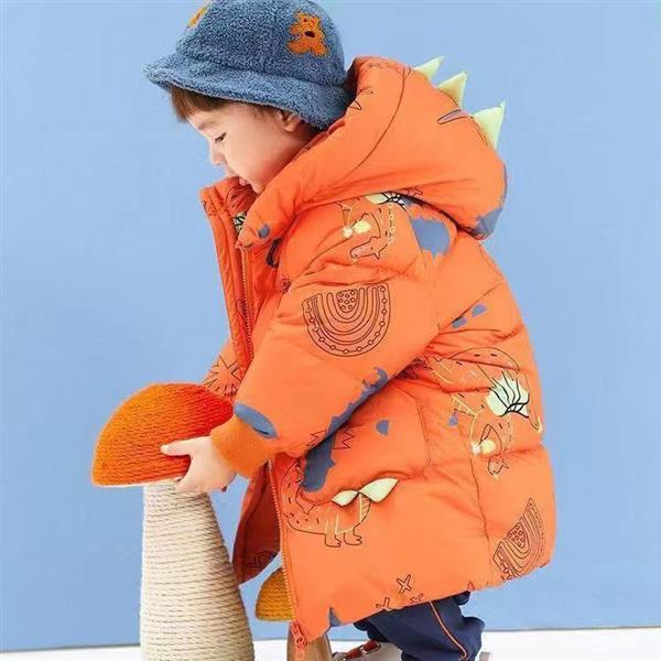 کاپشن کلاهدار دایناسوری شاخ برجسته رنگ نارنجی کد 21546