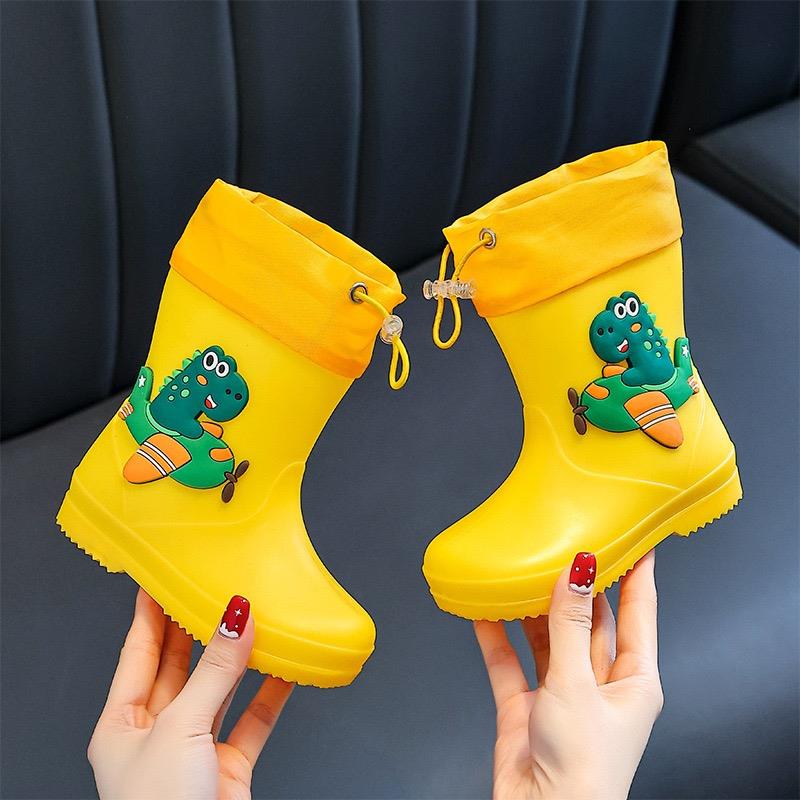 رین بوت لبه کش طرح دایناسور هلیکوپتر سوار رنگ زرد کد 21556