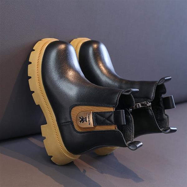 بوت چرم Fashion Bear رنگ مشکی با لژ عسلی کد 21560