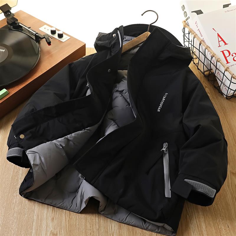 کاپشن ضداب کلاهدار داخل لاینردار طرح TAROSUGAR & رنگ مشکی کد 21593