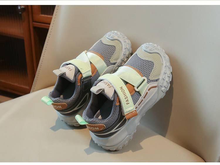 کتونی FASHION SPORT چسبی رنگ طوسی و سبز کد 21615