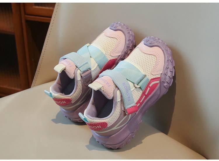 کتونی FASHION SPORT چسبی رنگ صورتی و  یاسی کد 21616