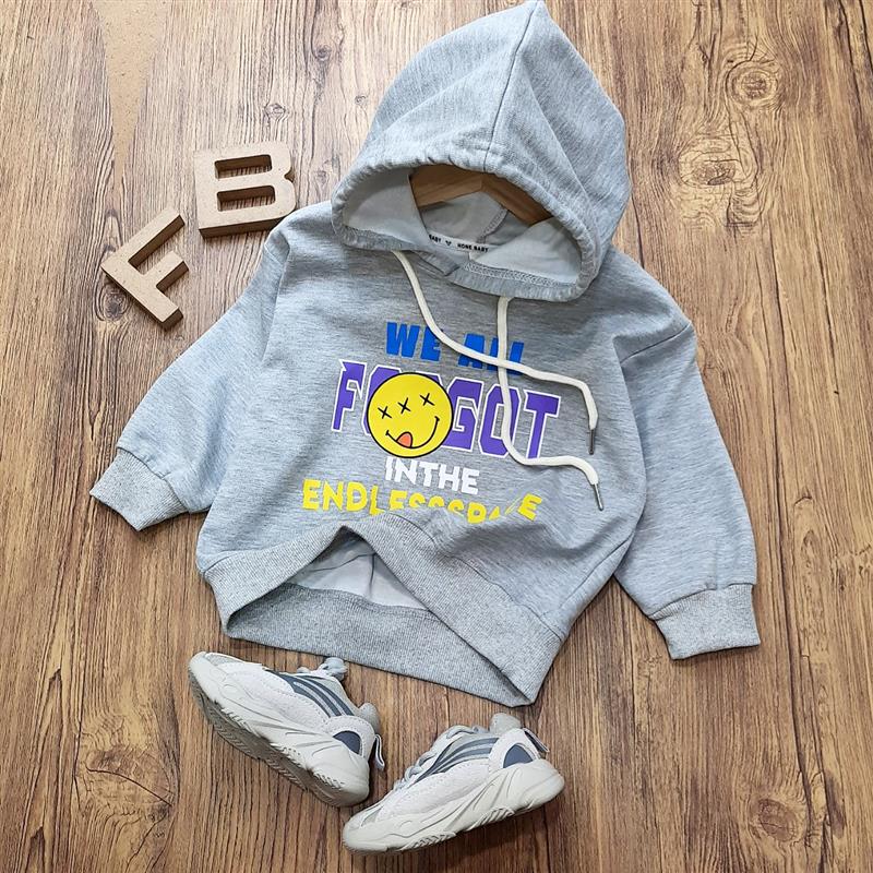 هودی رنگ طوسی طرح SMILE کد 9306